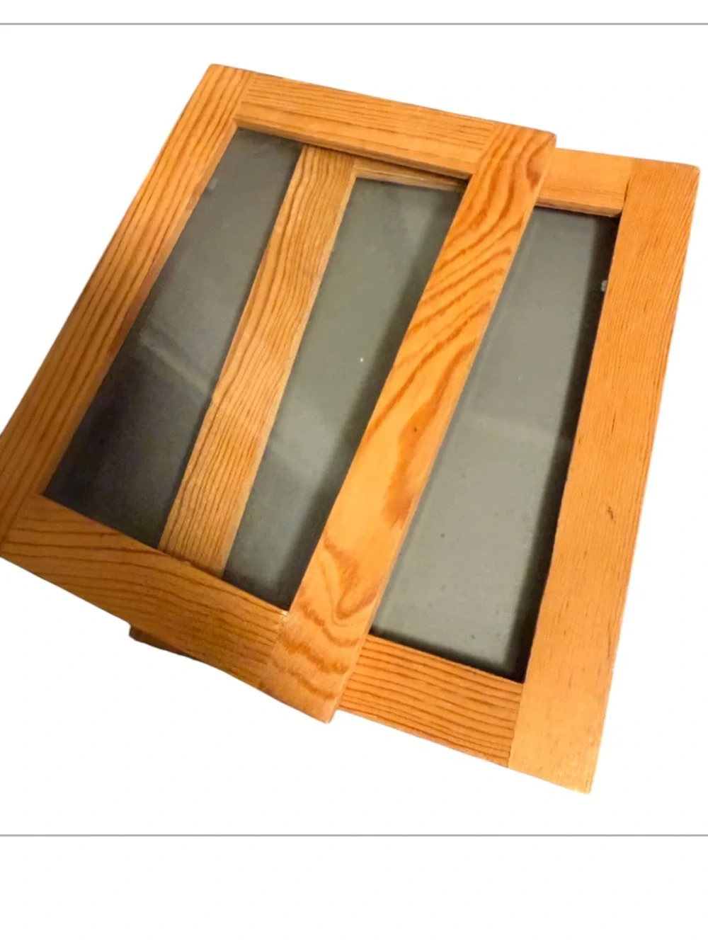 Vintage Set of 2 Simple Wooden Picture Frames in Natural Wood Tone